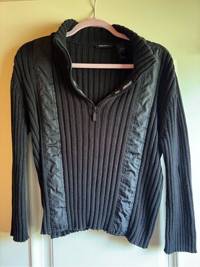 DKNY Black Ribbed Half-Zip Sweater